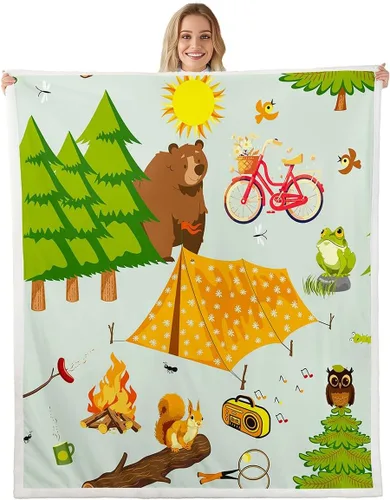 Miniatura 8 de Feelyou - Manta de forro polar camuflaje de 40 x 50 pulgadas para niños, niños y adolescentes, con diseño de peces de caza, manta de sherpa