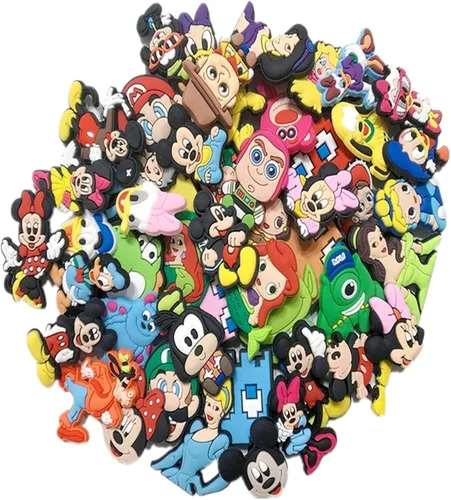50 dijes de dibujos animados para zapatos de MarioMickeyVideojuegoPrincesa, etc. Dijes de cocodrilo para decoración de zapatos y pulsera, regalos de