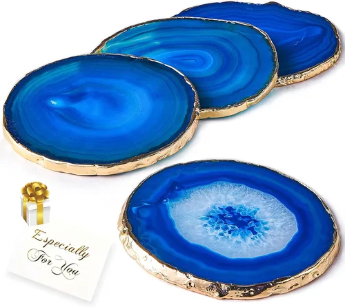 Miniatura 10 de Posavasos de Ágata Geode para Bebidas con Piedra Natural de Gema, Posavasos de Ágata en Rodajas para Tazas y Alfombrilla de Copa para Decoración