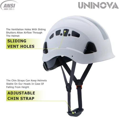 Miniatura 2 de Cascos de Construcción UNINOVA Casco de seguridad OSHA con suspensión ajustable de 6 puntos blanco