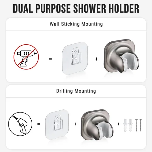 Miniatura 5 de G-Promise Desviador de ducha de metal, soporte de mano incluido, desviador de 3 vías para cabezal de ducha de mano y fijo, pieza de repuesto