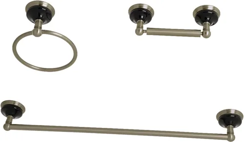 Miniatura 3 de Kingston Brass BAK911148C Water Onyx - Juego de accesorios de baño de 3 piezas de 24 pulgadas en cromo pulido