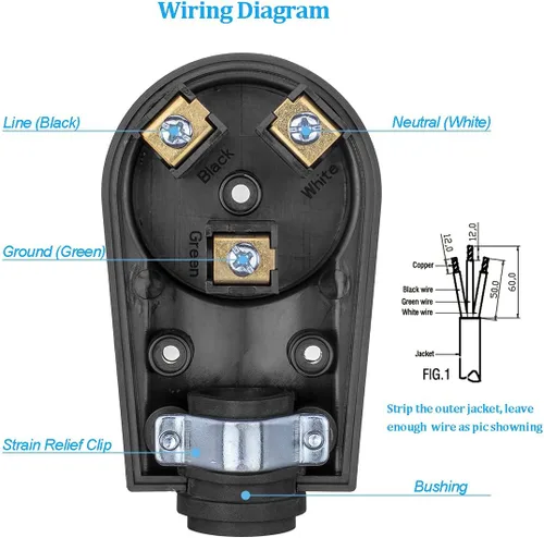 Miniatura 4 de Veepeak Enchufe de reemplazo hembra para RV de 30 amperios TT-30R resistente, conector de extensión de cable de alimentación eléctrica de 3 clavijas