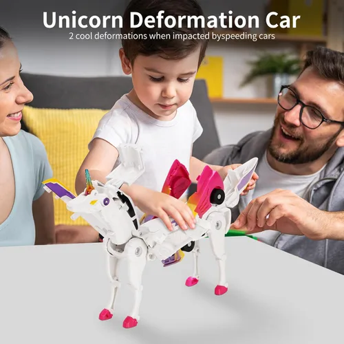 Miniatura 6 de Juguete de coche transformable Unicornio, coche deportivo de colisión mágico Unicornio, coche transformable para niños Robot adecuado para niños