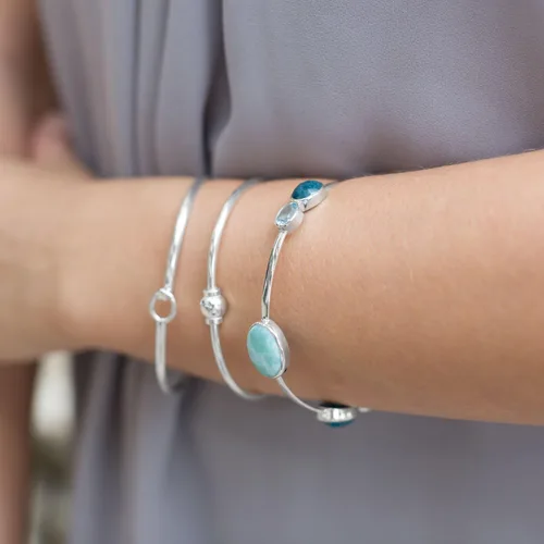 Miniatura 3 de Larimar, topacio azul, aguamarina teñida, piedra lunar arcoíris pulsera, Gema, larimar aguamarina