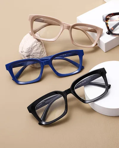 Miniatura 7 de Hubeye Large Reading Glasses for Women Men Fashion Square Frame Anti-Blue Light Glasses Reading Aid (Black+Blue, 1.00)