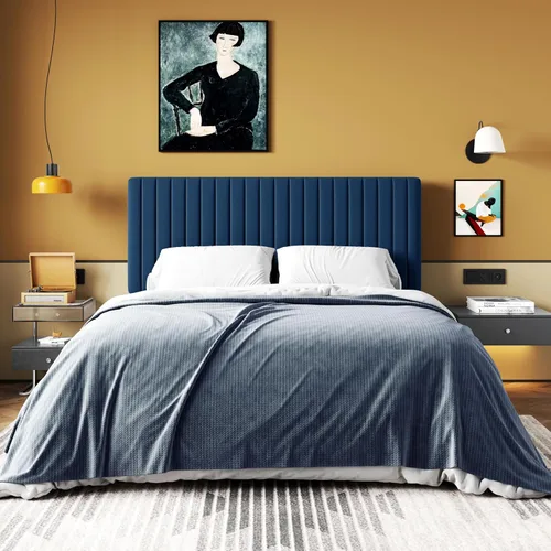 Miniatura 10 de HOOMIC Twin Bed Frame, Velvet Upholstered Platform Bed with Adjustable Vertical Channel Tufted Headboard, Mattress Foundation with Strong Wooden
