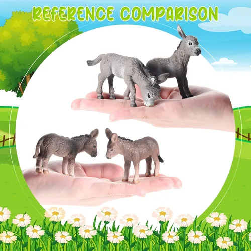 Miniatura 6 de Deekin 9 piezas de figura de burro en miniatura de juguete de burro pequeño de plástico figura de animales recuerdos de fiesta juguetes de granja
