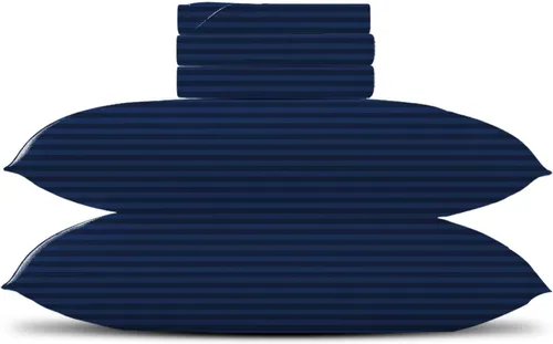 Miniatura 29 de TEXAS LINEN CO. Juego de sábanas de algodón egipcio Split King - 600 número de hilos, 5 piezas, sábanas blancas para cama ajustable, fibra 19: Raya