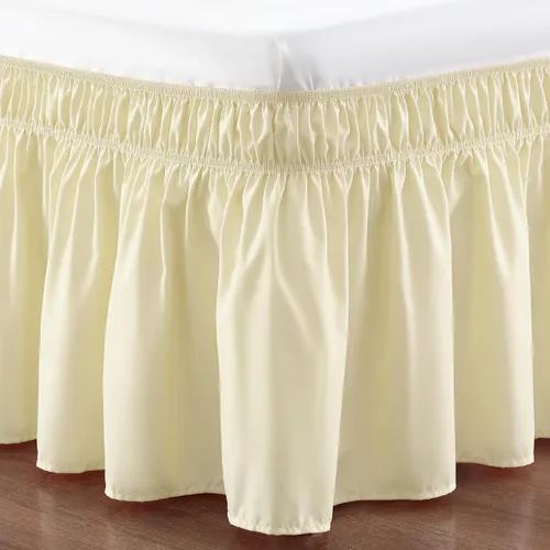 Miniatura 61 de Falda de cama RIMELA envoltura volante elástica que protege contra el polvo con color sólido, resistente a las arrugas y a la decoloración con Blanco