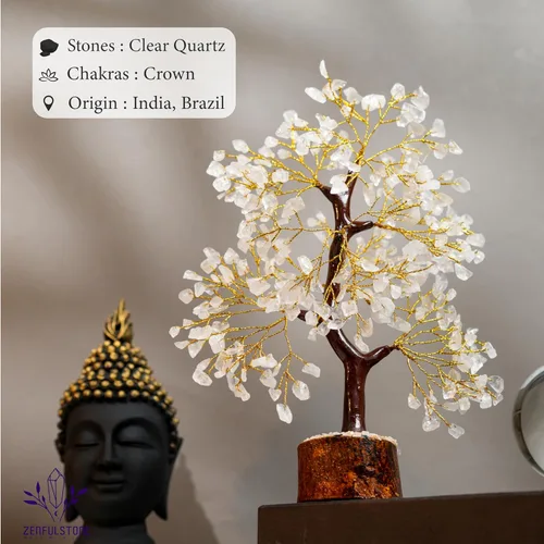 Miniatura 4 de Árbol de la vida de cuarzo transparente para decoración del hogar, la oficina y el escritorio, bonsái hecho a mano para claridad, energía positiva