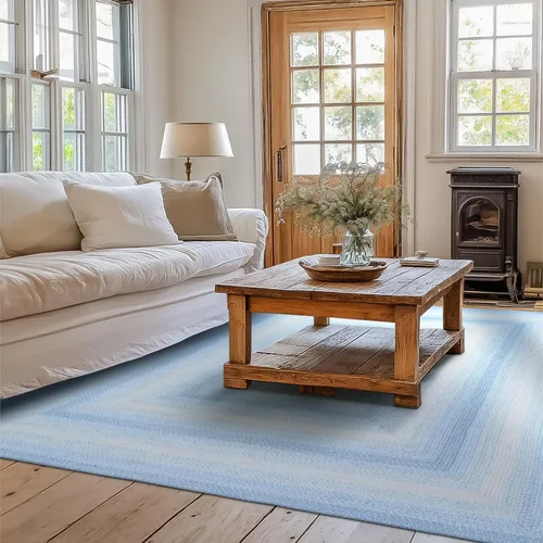 Miniatura 192 de Homespice Alfombras de Área Ovaladas Trenzadas de Yute Denim Azul de 8x10 pies para Sala de Estar, Dormitorio y Comedor. Apto para Mascotas. Estilos