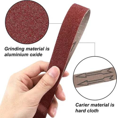 Miniatura 2 de Lijadora de banda de 1-1/2 x 30 pulgadas, banda de lijado de óxido de aluminio, grano 320, paquete de 20, para pulidor de tubos, lijadora