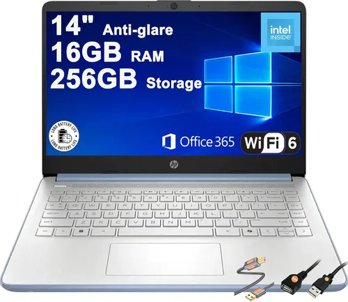 Miniatura 16 de HP 14 portátiles portátiles livianos para negocios y estudiantes, 14 pulgadas, HD, antirreflejo, Intel de 4 núcleos, N150, 8 GB de RAM, 192 GB