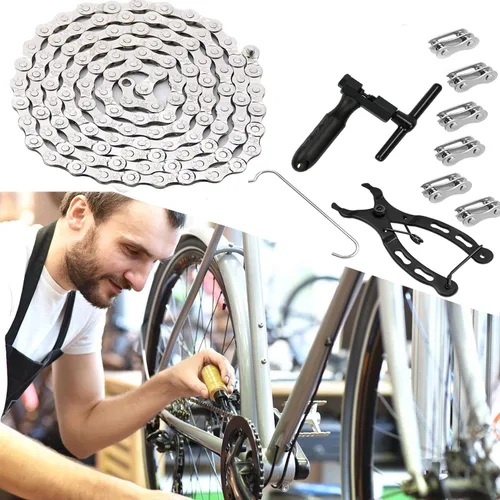 Miniatura 6 de Kit de reparación de cadena de bicicleta, cadena de bicicleta de 6/7/8 velocidades, alicates de eslabones de bicicleta, rompedor de cadena/cortador