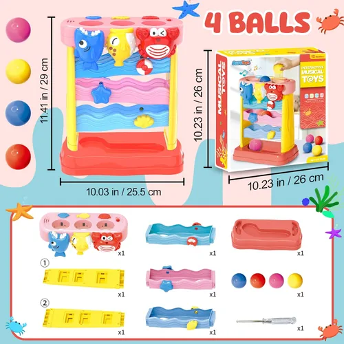 Miniatura 2 de AuroTops Pound A Ball Juguetes para niñas de 1, 2, 3 años, juguete musical Montessori para niños pequeños de 6-12-18-24 meses, juguetes interactivos