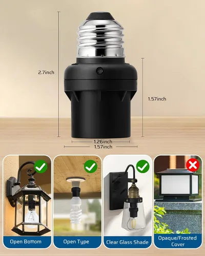 Miniatura 5 de DEWENWILS Enchufe con Sensor de Luz, Enchufe de Sensor de Anochecer a Amanecer, Enchufe de Bombilla para Luminarias, Compatible con Bombillas