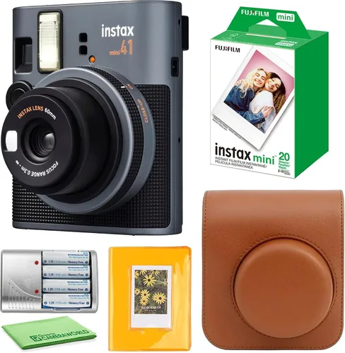 FujiFilm Paquete de cámara instantánea Instax Mini 41 con película Fuji Instant-mini (20 hojas) + álbum de fotos, 64 bolsillos + funda protectora