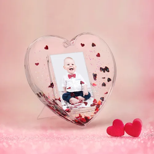 Miniatura 2 de Neil Enterprises Inc. Corazón Foto Globo de Nieve