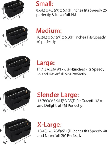 Miniatura 6 de LEXSION - Inserto organizador de fieltro para bolso de mano, con cremallera compatible con bolsos Speedy, Neverful, PM y MM