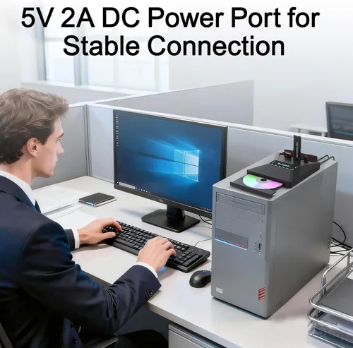 Miniatura 5 de SUIDEK Unidad Externa de CD DVD para Laptop, Grabador Lector Portátil de CD DVD +/-RW 7 en 1 con Interfaz M.2 NVMe, Ranuras para Tarjetas SD/Micro
