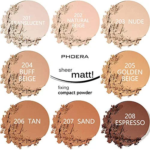 Miniatura 3 de PHOERA - Paquete de 2 polvos faciales mate, aceite de control para iluminar la piel, cubierta de color de piel, maquillaje, ajuste de rostro, base