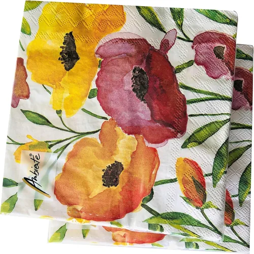 Miniatura 4 de 20 servilletas decorativas de 13 x 13 pulgadas para decoupage, servilletas de amapola naranja, servilletas florales para el día de la madre