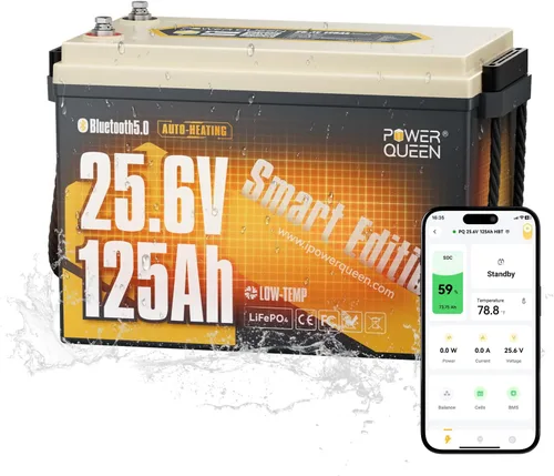 Miniatura 12 de Power Queen - Batería Pro LiFePO4 de 12V 50Ah, batería de litio-hierro de 640Wh con BMS de 50A, hasta 15000+ ciclos recargables, portátil y ligera