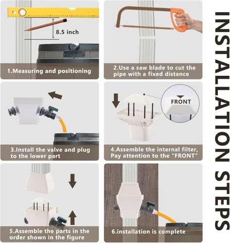 Miniatura 7 de Desviador de barril de lluvia, sistema de recolección de agua de lluvia que se adapta a bajante de 2 x 3 o 3 x 4 pulgadas, kit de desviador de Blanco