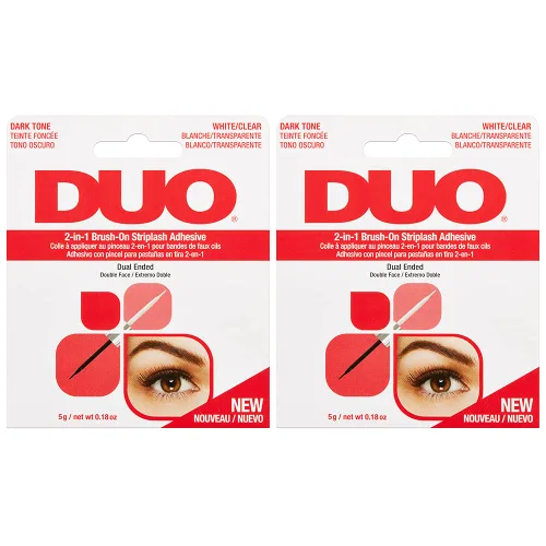 Miniatura 7 de DUO Pegamento de pestañas 2 en 1 transparente y oscuro con brocha, adhesivo de pestañas postizas de doble punta para pestañas de tira de larga