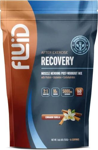 Fluid Recovery, mezcla de bebida después del entrenamiento, proteína de guisante, L-glutamina, carbohidratos, todos los ingredientes naturales, sin