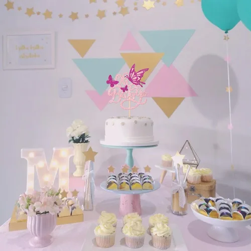 Miniatura 6 de 1 pieza de decoración de pastel de mariposa Oh Baby con purpurina para baby shower, mariposa para revelación de género, baby shower, fiesta
