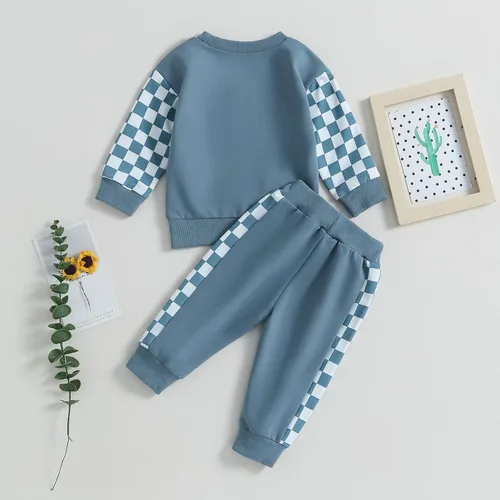 Miniatura 18 de Ropa de bebé niño 3 6 9 12 18 24M 3T Conjunto de pantalones con capucha patchwork sudadera con capucha pantalones de rayas traje de otoño invierno