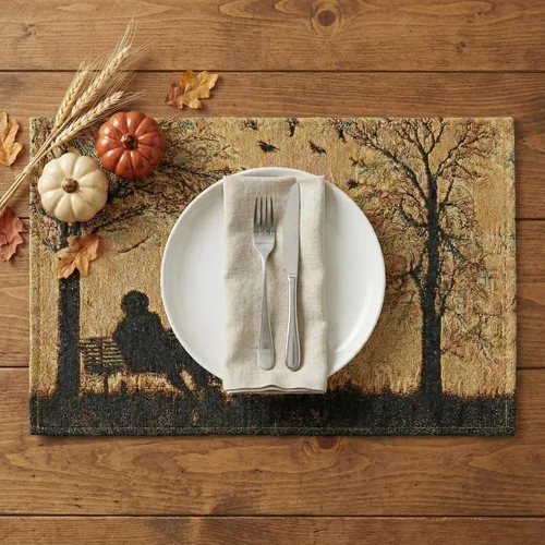 Miniatura 8 de DaDa Bedding - Juego de 4 manteles individuales de algodón y lino para mesa de comedor, 13 x 19 pulgadas
