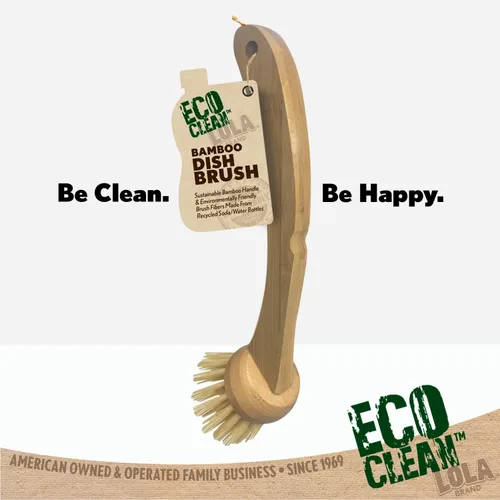 Miniatura 6 de LOLA Eco Clean Cepillo de bambú para platos, multiusos, mango de bambú renovable ergonómico sostenible, fibras son botellas de soda/agua recicladas