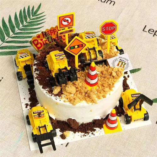 Miniatura 5 de Decoración para tartas de construcción, grúa grande, excavadora, tráfico, señales de tráfico, decoración de pasteles, suministros de fiesta