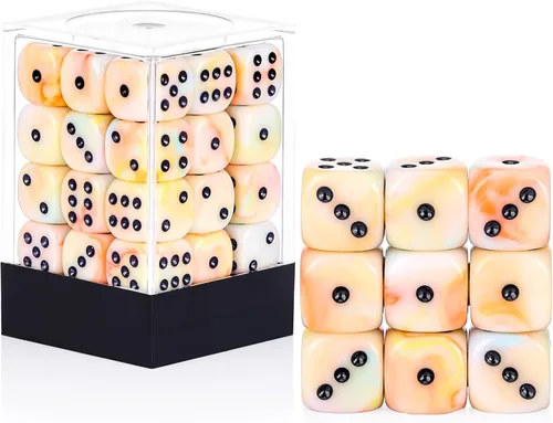 Miniatura 48 de 36 de paquete de dados de 12 mm de 6 caras MINI, juego de dados de patrón de perla, dados estándar de 6 caras para Yahtzee, Bunco o enseñanza