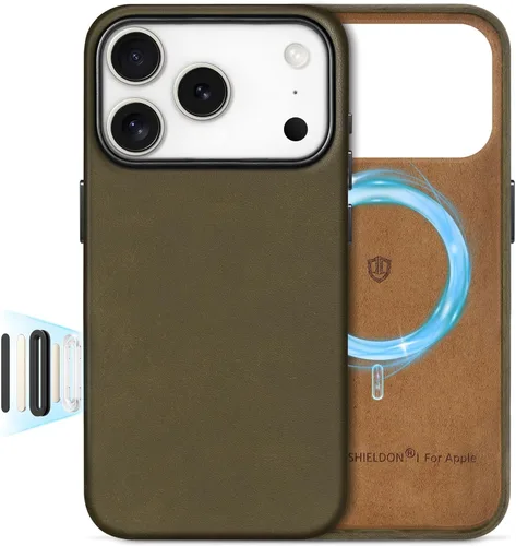 Miniatura 10 de SHIELDON Funda de cuero genuino para iPhone 17 Pro Max de 6.9 pulgadas 2025, [botón de la cámara actualizado], compatible con Magsafe, carga Azul