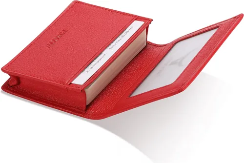 Miniatura 3 de Funda de piel para tarjetas de visita para hombres y mujeres, piel de becerro italiana Rojo guijarro