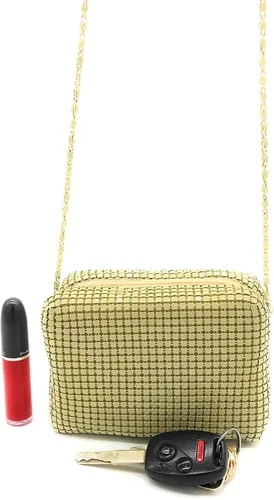 Miniatura 3 de Bolso de noche de malla metálica XS para mujer, Beige