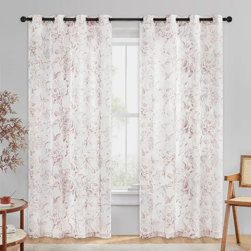 Miniatura 26 de Beauoop - Cortinas florales 100% blackout, de 84 pulgadas de largo, 2 paneles, para dormitorio, sala de estar, azul marino y blanco