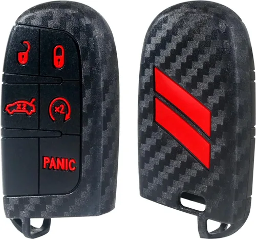 Miniatura 8 de Cubierta para llavero REMOCH para accesorios Dodge, estuche para llave de 5 botones para Dodge Charger Challenger Dart Durango Journey, control Rojo