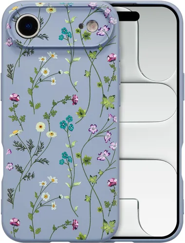 Miniatura 88 de RALEAVO Funda Floral para iPhone 12, Cubierta de Silicona Líquida con Bonito Patrón de Rama de Flores para Niñas y Mujeres, Funda Protectora de Goma