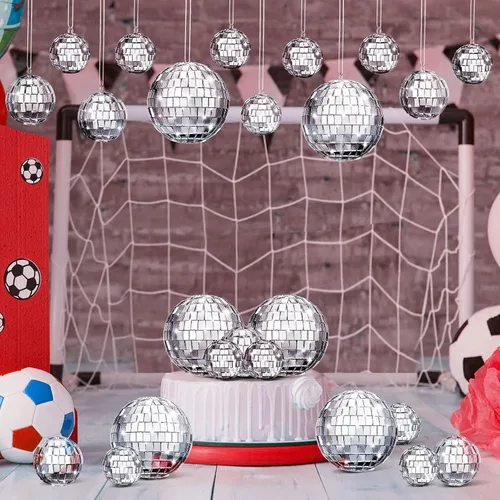 Miniatura 5 de MTLEE 20 piezas de decoración de bolas de discoteca de varios tamaños, decoración de fiesta, adornos de bola de discoteca, espejo pequeño grande