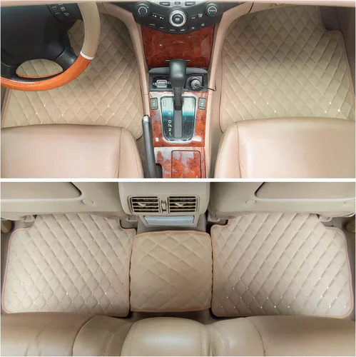 Miniatura 3 de eing alfombrillas de piel sintética para el piso del auto, SUV y camión, aptas para todo tipo de clima, juego de 5 piezas de alfombrillas delanteras