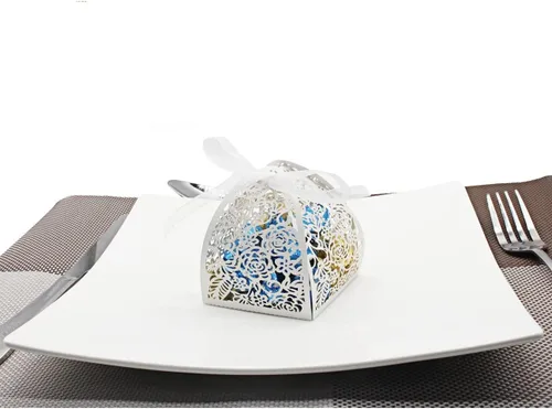 Miniatura 2 de KPOSIYA - 70 Cajas para dulces, cortadas con láser, 2.5 x 2.5 x 3.1 pulgadas, cajas de regalo para despedidas de soltera, cumpleaños o boda Blanco