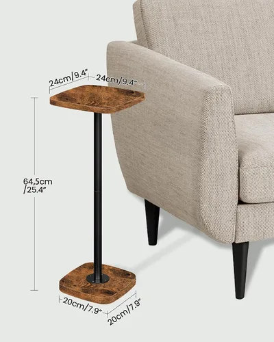 Miniatura 3 de CHOEZON Mesa pequeña para bebidas, mesa auxiliar cuadrada para espacios pequeños, mesa de Martini con pedestal, para sala de estar, dormitorio