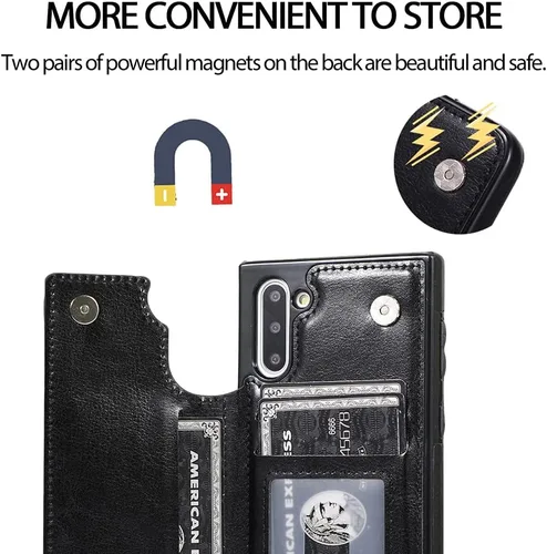 Miniatura 5 de Diseño para Samsung Galaxy Note 10 con protector de pantalla de vidrio templado ranura para tarjeta de crédito, billetera de cuero PU fundas