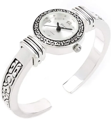 Miniatura 2 de STC Reloj de pulsera decorado estilo occidental plateado para mujer