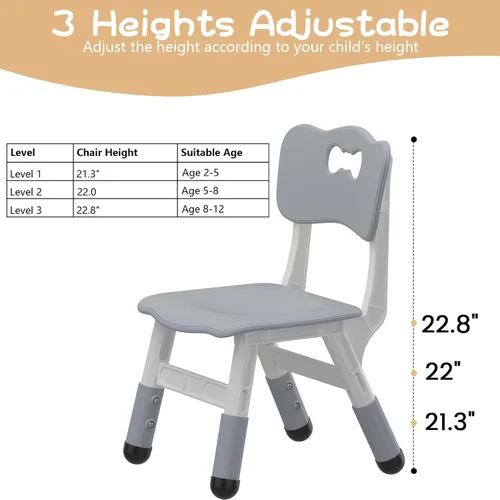 Miniatura 2 de GAOMON Silla para Niños, Silla Infantil Ajustable en 3 Niveles de Altura, Sillas de Plástico para Niños y Niñas de 2 a 6 Años, Adecuada para Uso